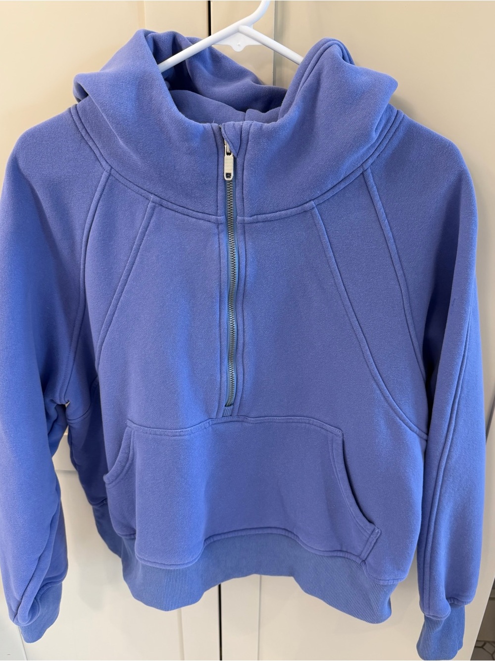 Half-Zip Hooded Fleece Pullover - Periwinkle Blue